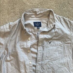 American Eagle Outfitters Men's Light Gray Button Down Shirt